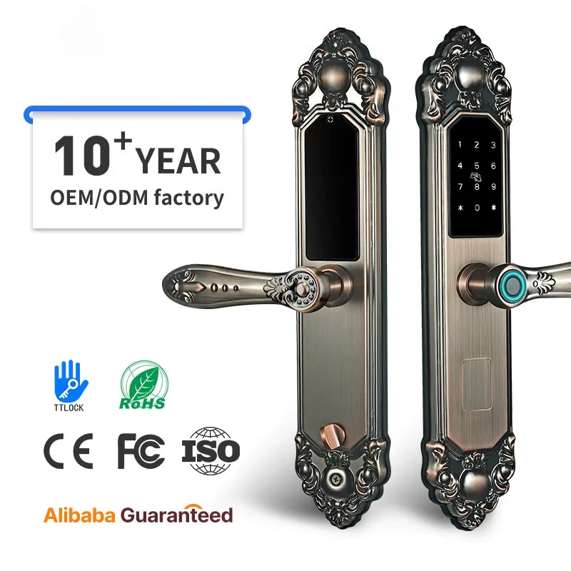 Competitive Price OEM&ODM TT Fingerprint Password Gold Handle Smart Door Handel Lock D30zm