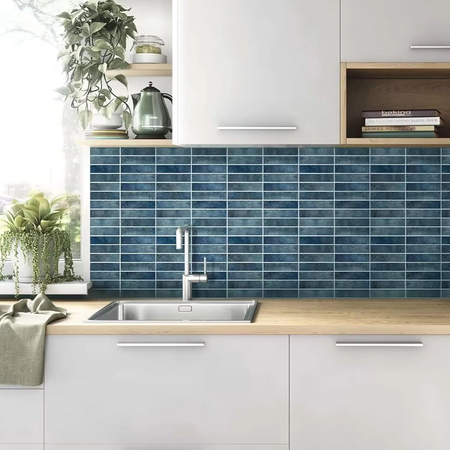 5 Sheets Stick Backsplash Tile- 3D Self Adhesive Peel and Stick Backsplash for Kitchen, Bathroom -Sticky Mosaic Wall Tiles