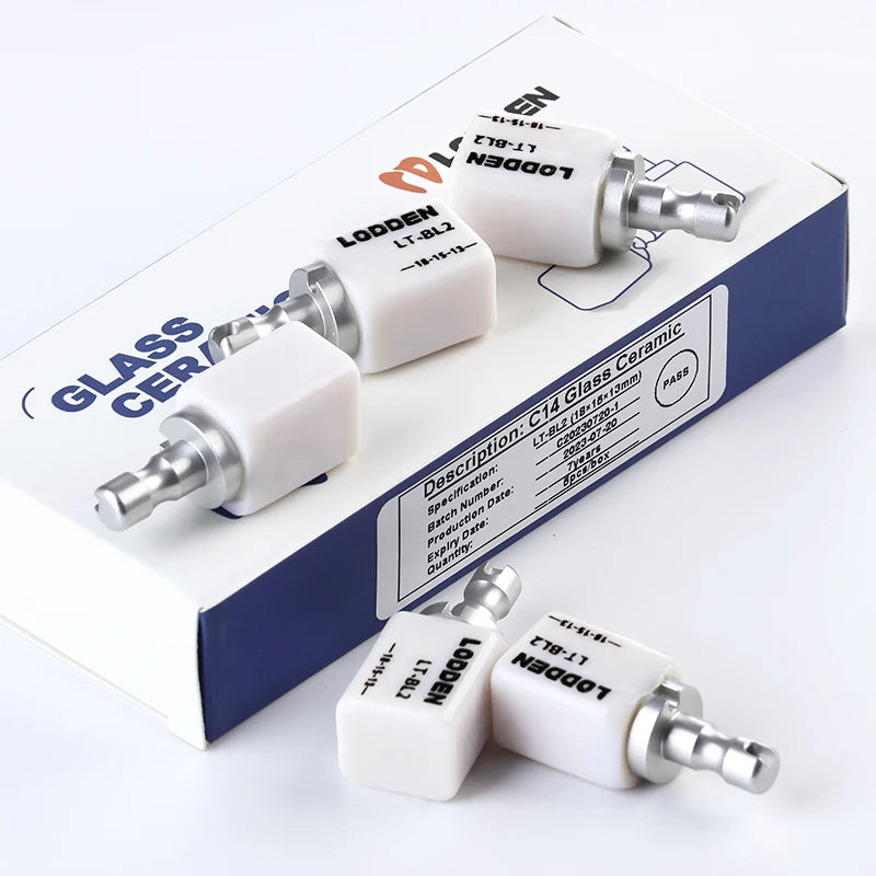 Lodden 10PCS Lithium Disilicate C14 Dental Glass Ceramic Blocks CAD CAM Sirona Cerec Block HT LT MT Lab Veneer Dentist Materials