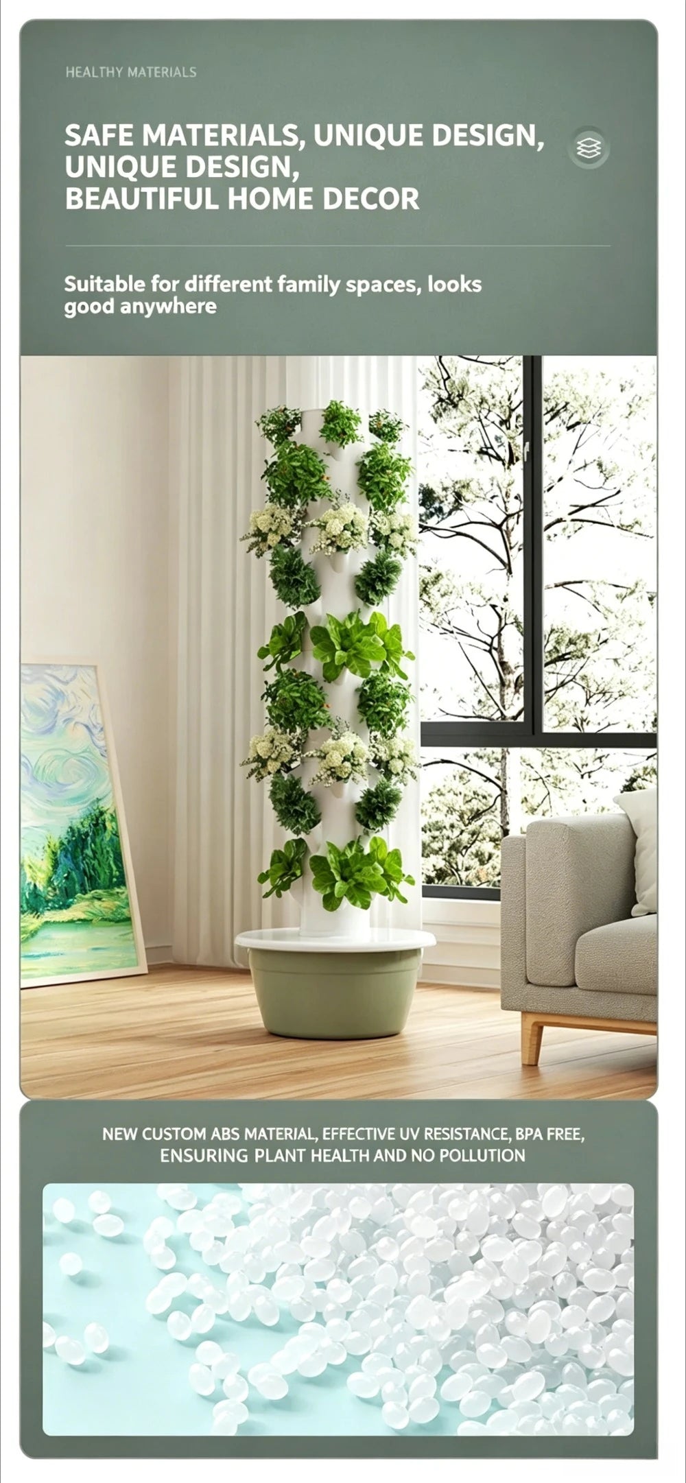 Hydroponic Growing System - Vertical Aeroponic Tower Garden for Indoor Plants, Automatic Watering, Space Saving, Ideal for Home