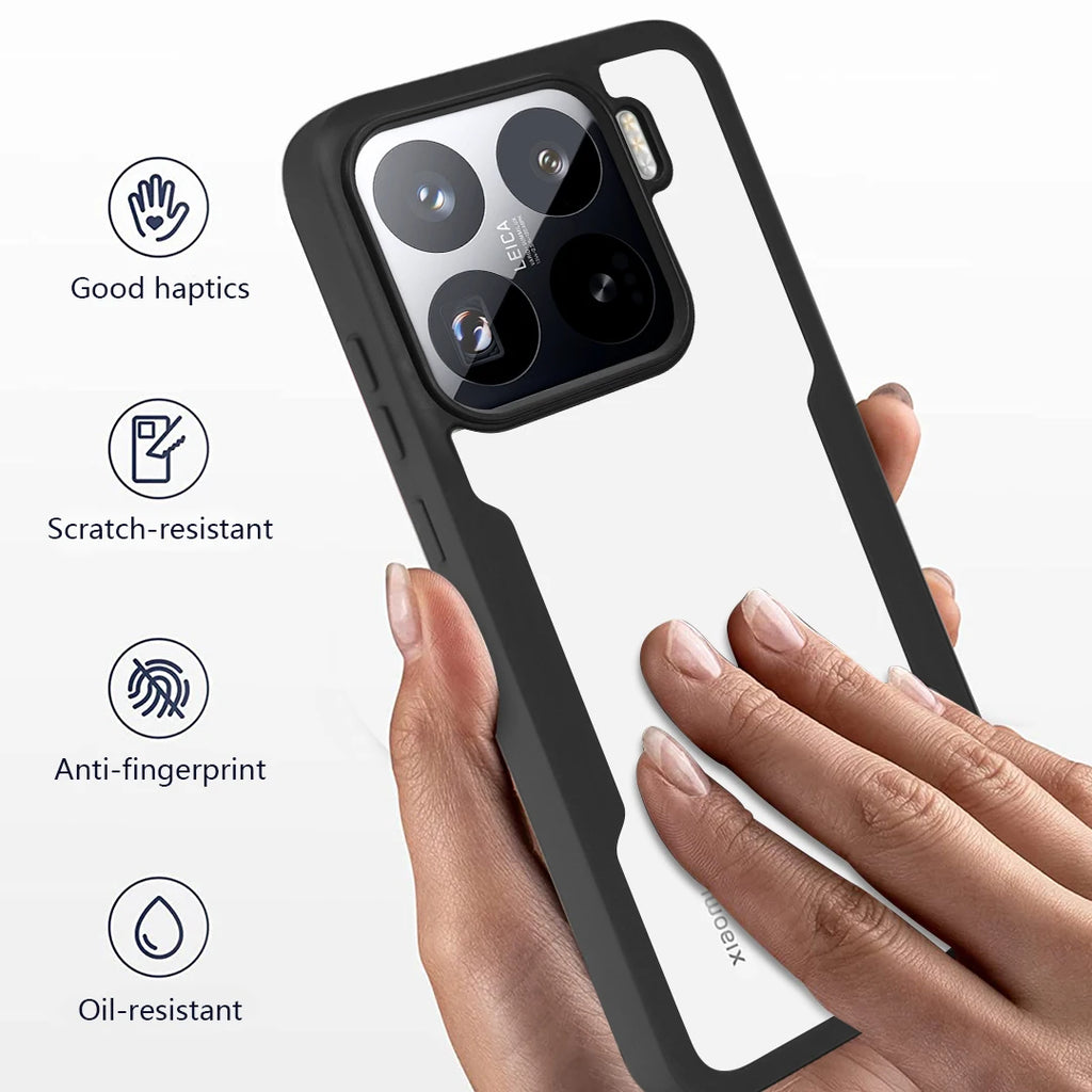Shockproof clear case for Xiaomi 14/15/17 Pro: Scratch-resistant, anti-fingerprint, full-armor protection for your phone.