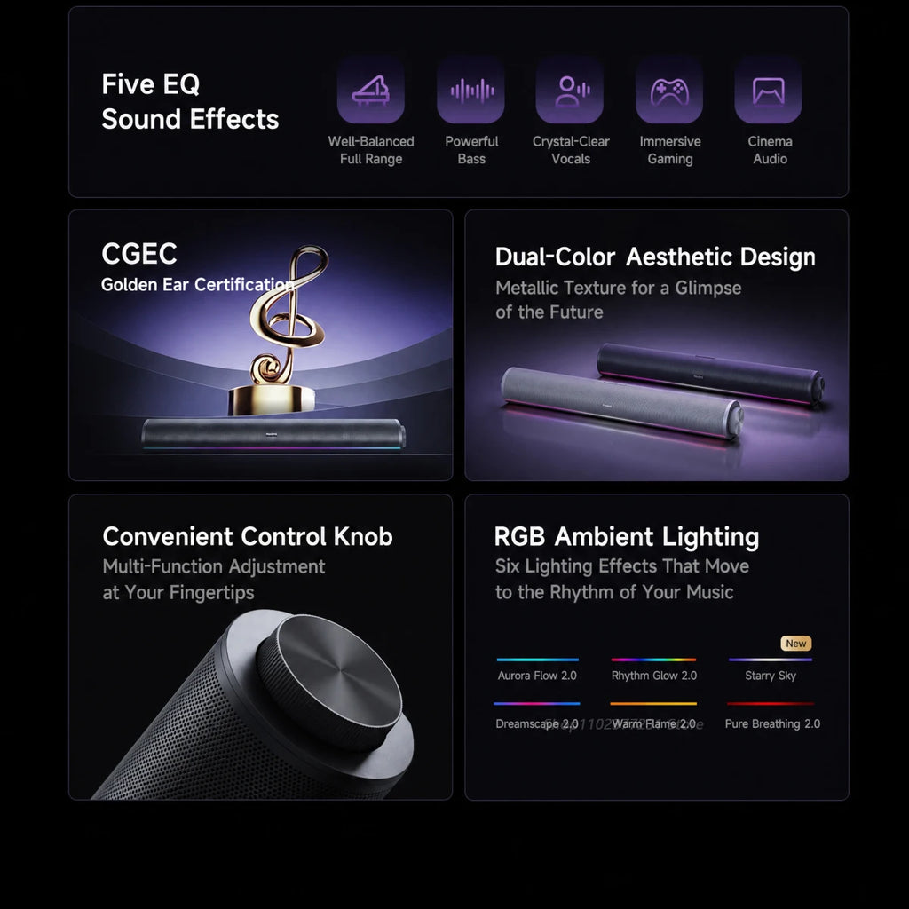 NEW Mijia REDMI Computer Speaker 2 Pro Four-Unit Two-Channel Stereo RGB Ambient Light Bluetooth 5.0 Built-in Microphone CN