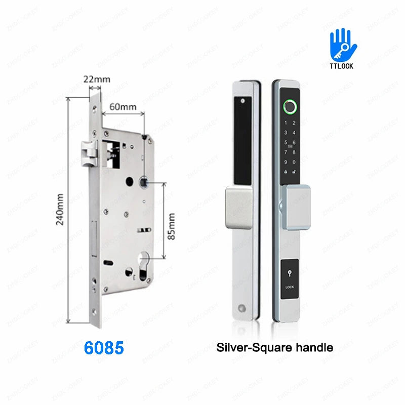 ZHDCOOKEY Biometric Digital Door Lock  Waterproof TTLock APP BLE Fingerprint RFID Card Password Aluminum Sliding Door Smart Lock
