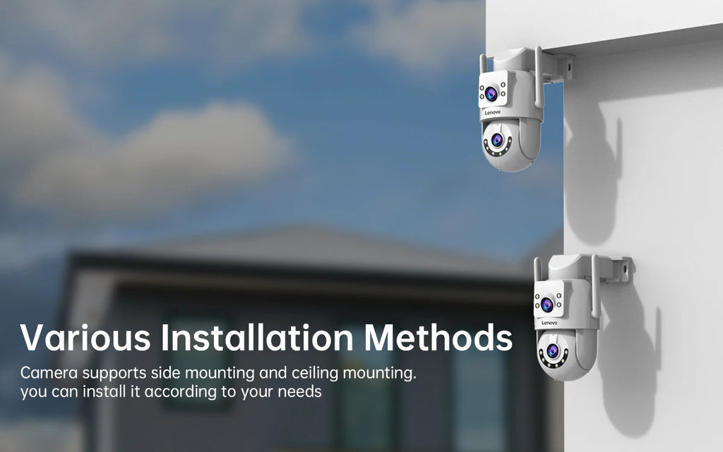 Lenovo 8MP HD Outdoor 5G Security Camera with Dual Lens Dual Screen AI Tracking PTZ Color Night Vision Surveillance Protection