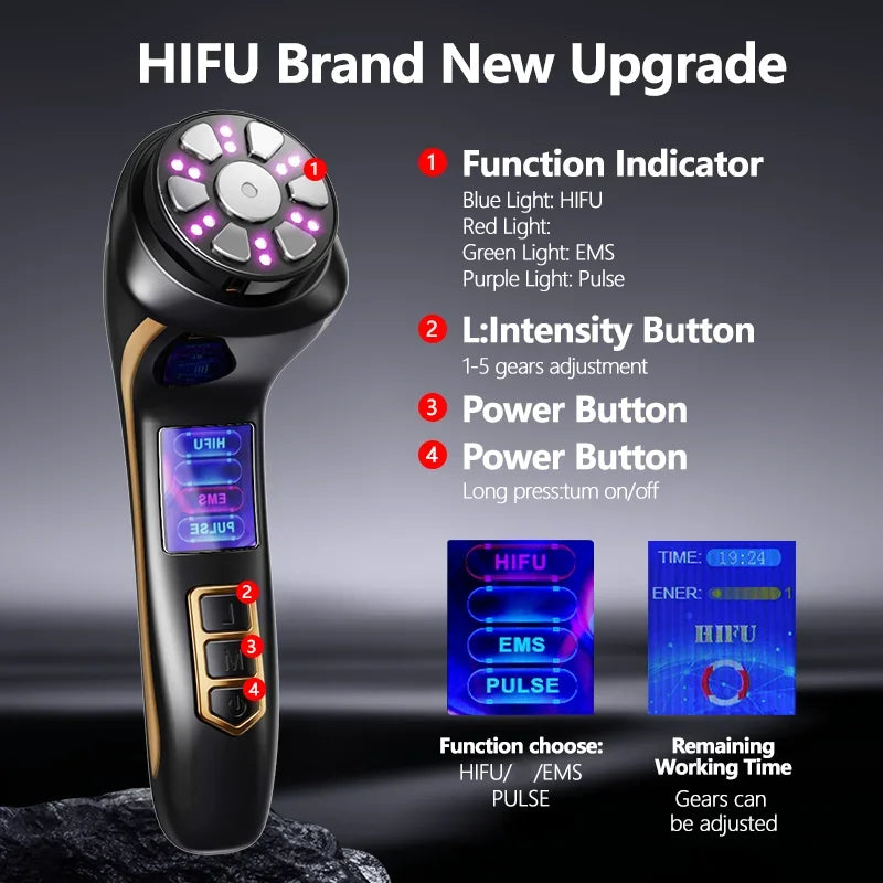 4-in-1 Mini HIFU Facial Massager with EMS and Ultrasound Technology Massage Cushion Tidesmit