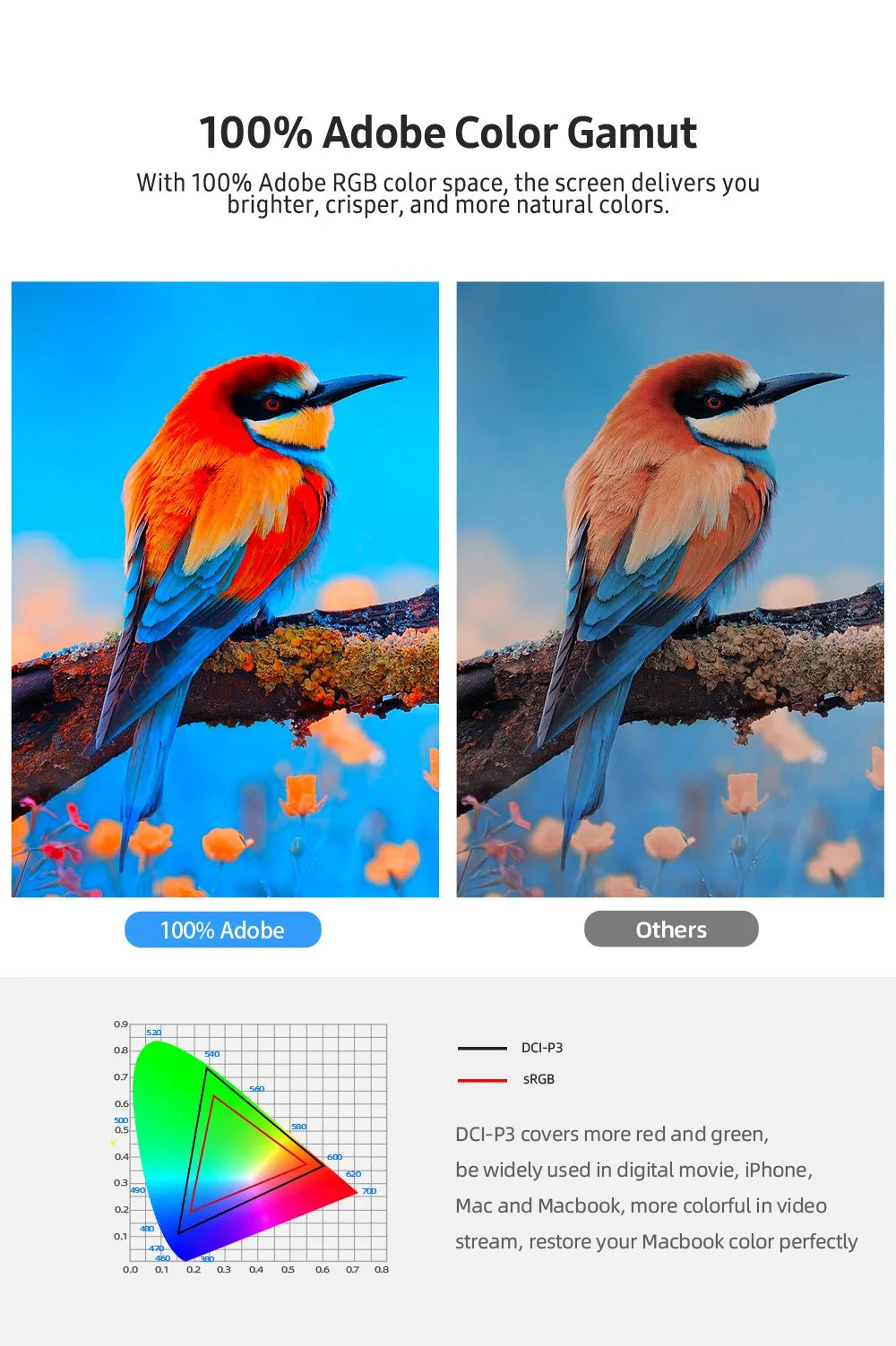 UPERFECT Truely 4K Computer Monitor 17.3" IPS UHD 500 Nit Brightness 3840X2160 USB C HDR FreeSync Speaker Type-C HDMI OTG VESA