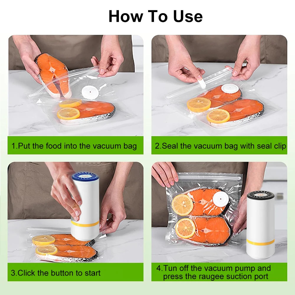 Electric Vacuum Sealer Pump USB Rechargeable Mini Handheld Vacuum Sealing Bags Pump For Food Storage Sealer Portable Vacuum Pump