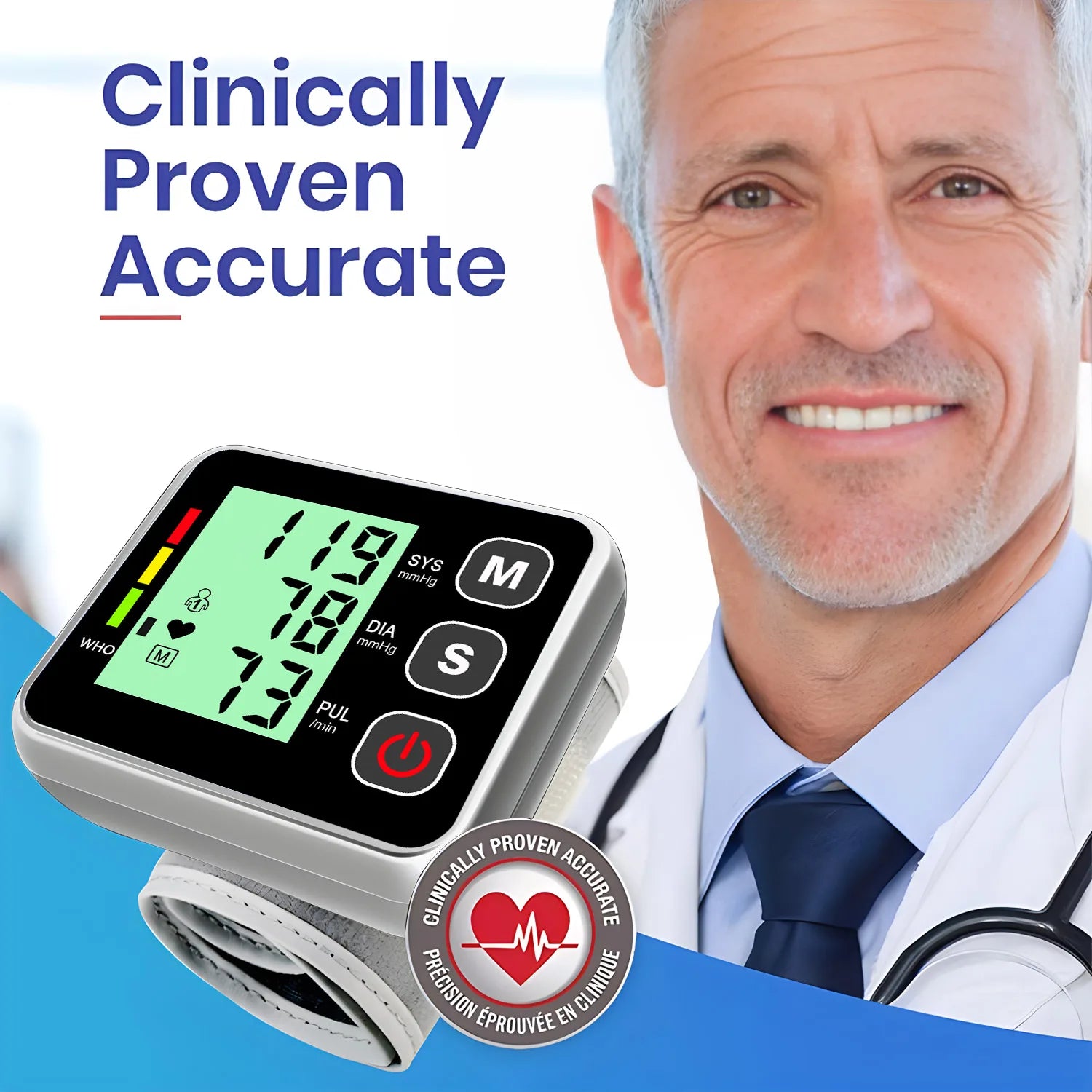 Wrist-Type Blood Pressure Monitor LED Digital BP Automatic Pressure Tonometer Heart Rate Pulse Test Sensor Tensiometer