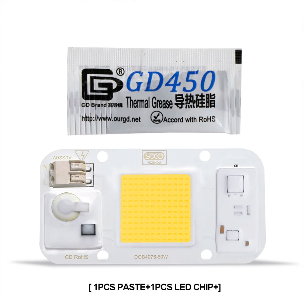 GD450 thermal grease packet with LED grow light chip, yellow square LED array