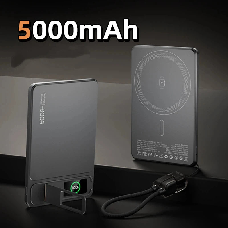Magnetic Wireless Power Bank 10000mAh with 20W PD Fast Charging Grey 5000mAh Tidesmit