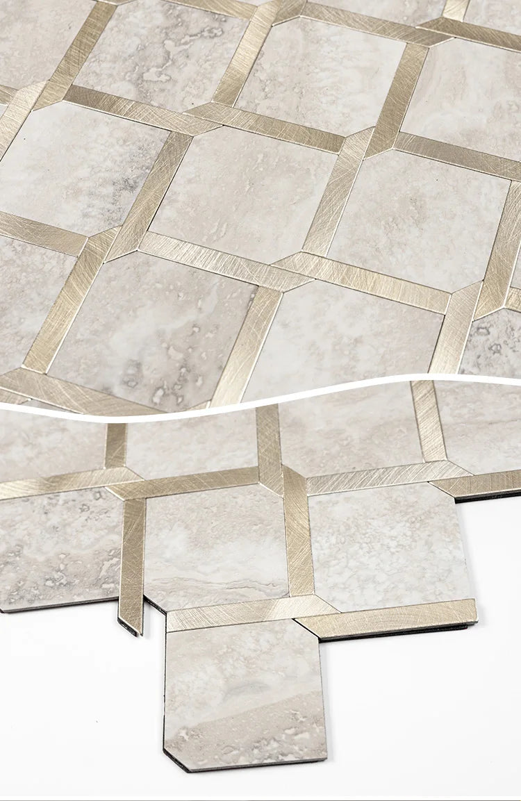 Mosaic Wall Tile Peel and Stick Self Adhesive Wall Stickers Waterproof Aluminum Composite Rectangle Kitchen Bath Tile Backsplash
