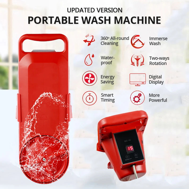 Tidesmit portable mini washing machine with digital timer and all-round rotation for travel laundry, side angle view