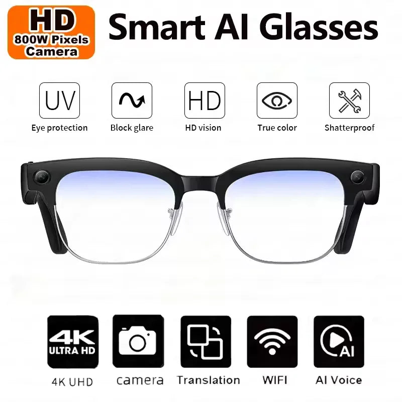 Smart Bluetooth Glasses with AI Camera and Live Translation - Tidesmit Blue light Tidesmit