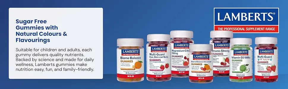Lamberts Vitamin D3 1000iu Gummies - Suitable for Vegetarians - Immune & Bone Support - Sugar Free - 60 Gummies