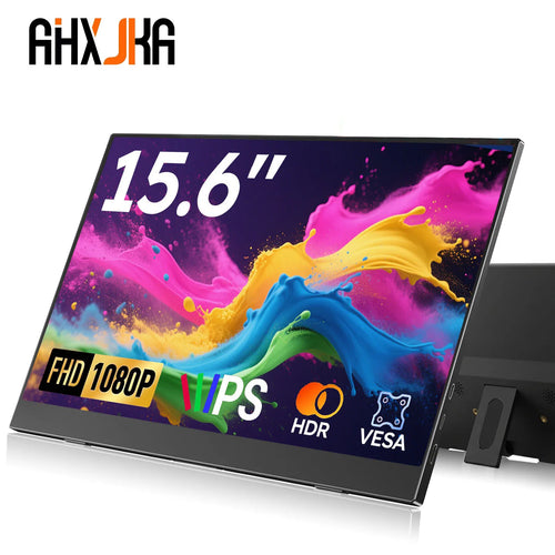 15.6-inch portable FHD IPS HDR monitor with vibrant colorful display, VESA mount.