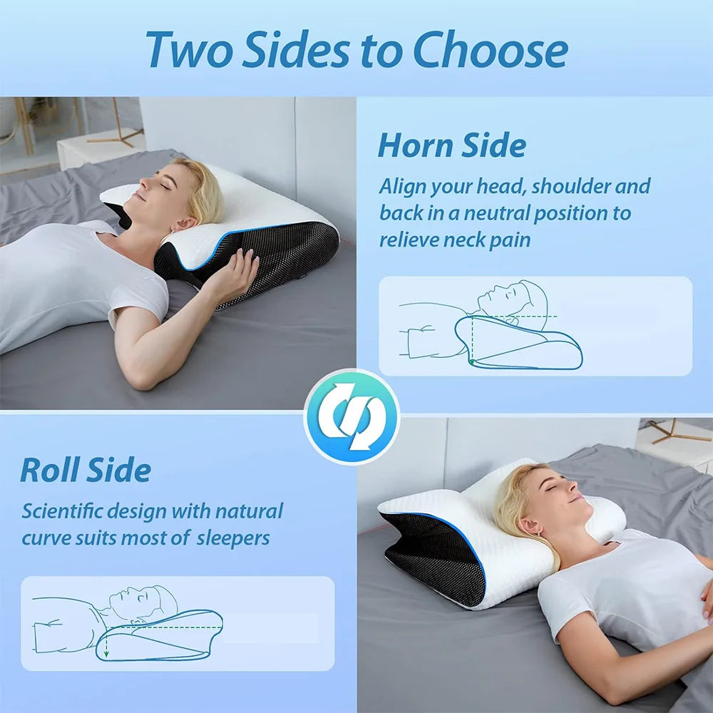 Memory Foam Neck Pillow: Ergonomic Cervical Support for Sleep Massage Cushion Tidesmit