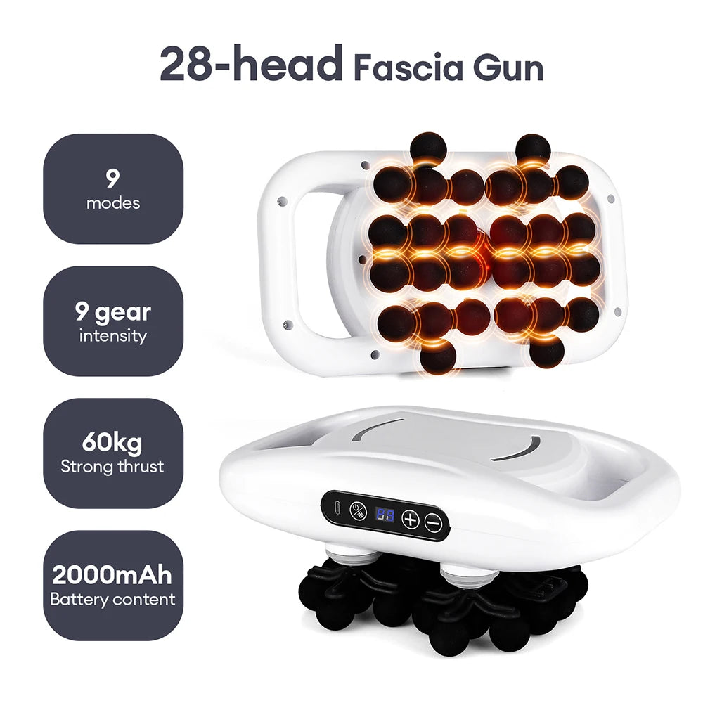 Deep Tissue Massage Gun: Percussion Muscle Recovery Tool Relaxation Treatment 28 head-White Tidesmit