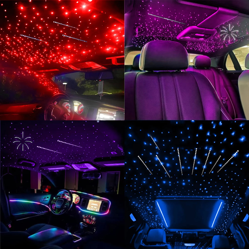 1200PCS Twinkle Starlight Headliner DIY Kit – Fiber Optic Car Ceiling Lights with Meteor Effect, RGBW Modes, Bluetooth Control