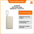 20000mAh Fast Charging Power Bank with Built-in Cable - Blue Beige 20000mah Tidesmit