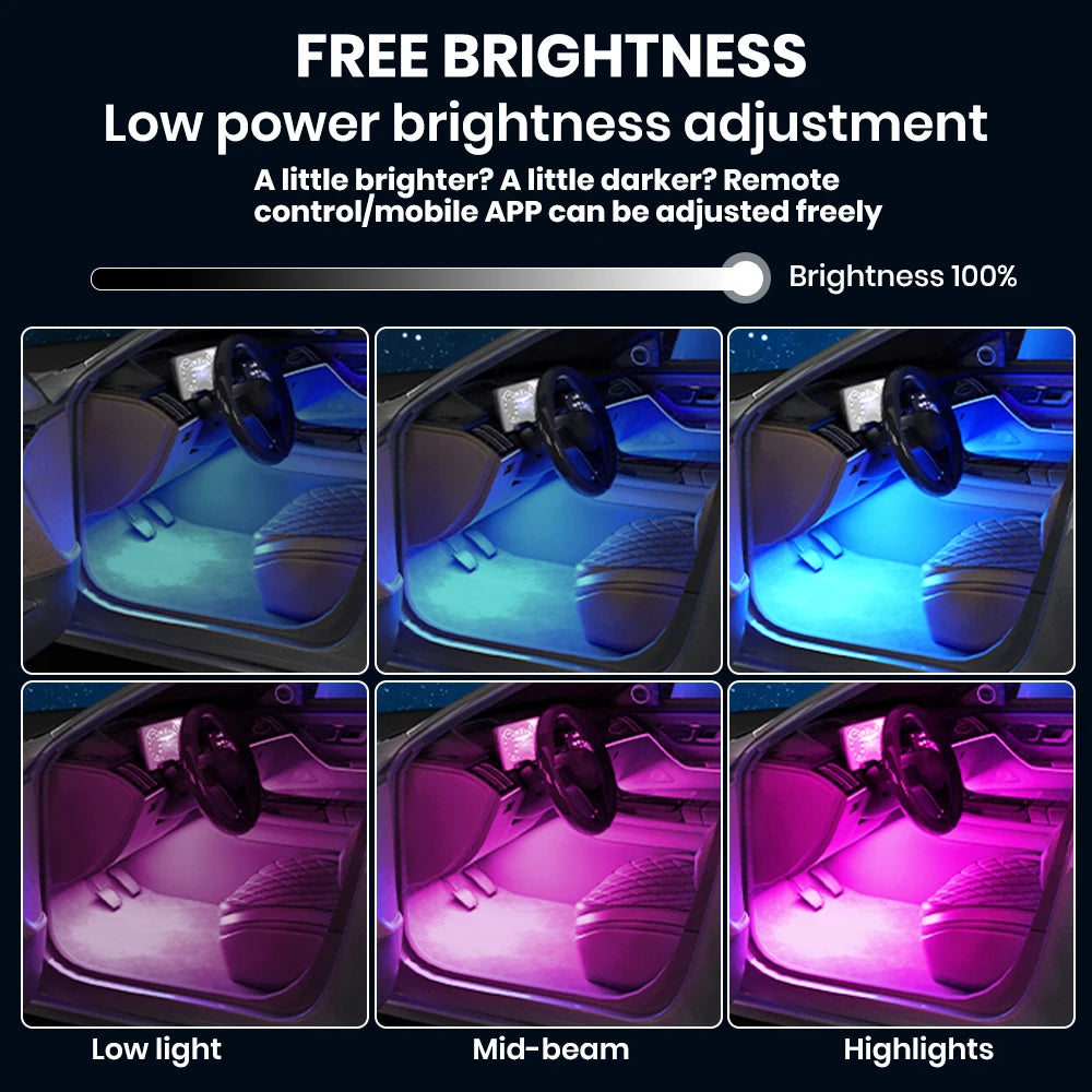 Ambient Car LED Footwell Lights – App Controlled Interior Lighting Tidesmit