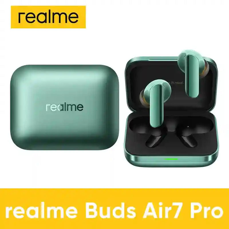 Realme Buds Air 7 Pro Wireless Earbuds - 53dB Active Noise Cancelling Racing Green spain Tidesmit