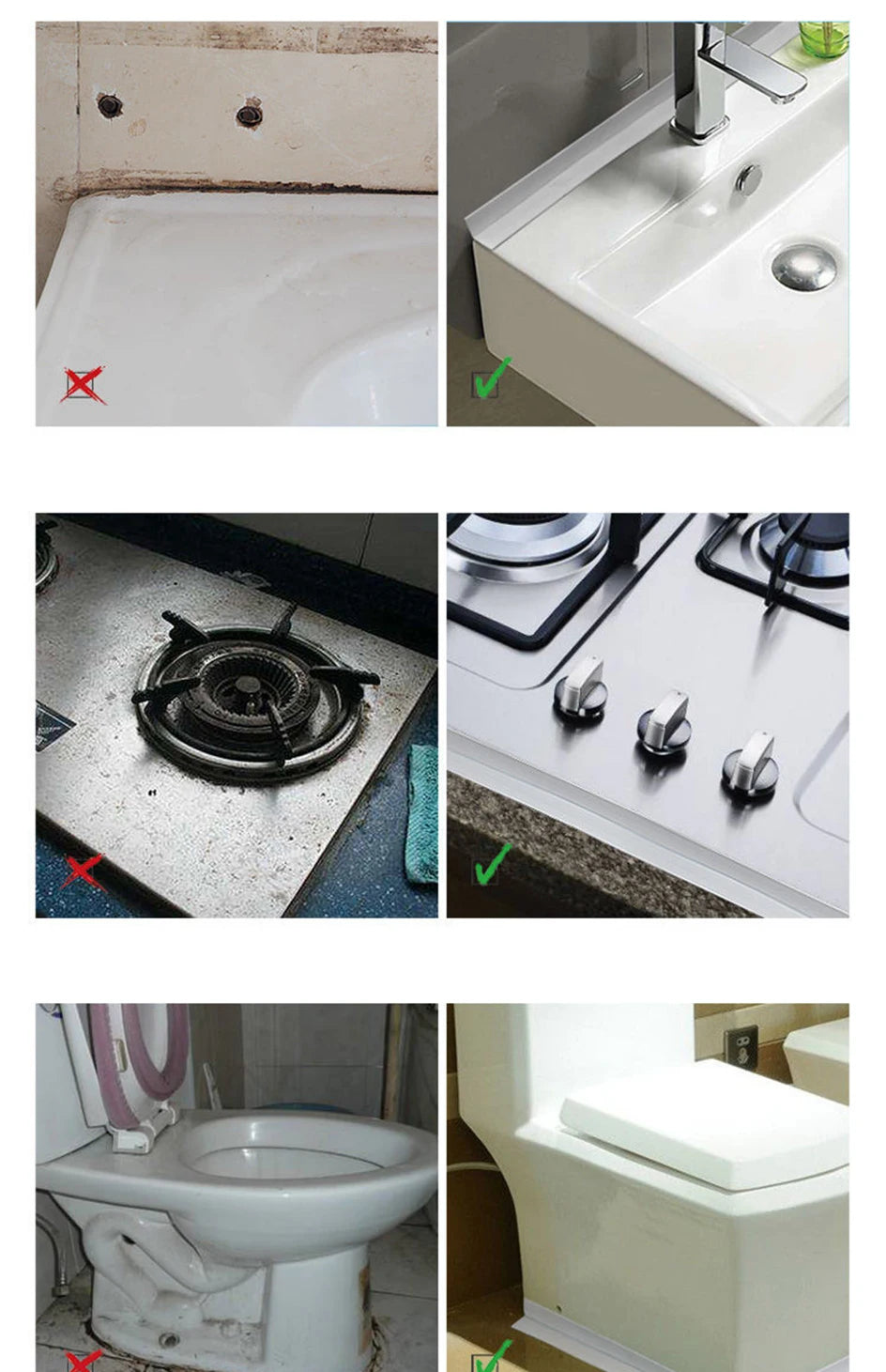 Bathroom Sealing Tape Self-adhesive Oil-Proof Kitchen Sink Caulk Seal Strip PVC Waterproof Shower Wall Sticker for Toilet Corner