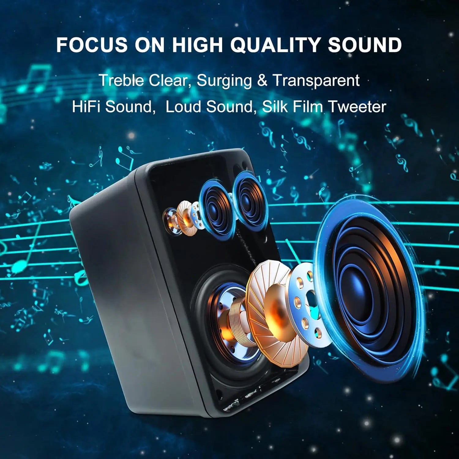 Herdio 3.5inch Outdoor Speaker 200W Waterproof Wall Mount Speakers HiFi Passive Wired 3 Way Premium Mountable Speake Black
