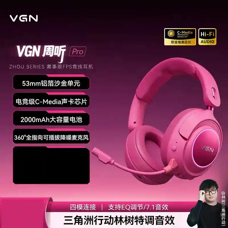 Wireless Gaming Headset with Active Noise Cancellation - Tidesmit Pro Pro Red Tidesmit