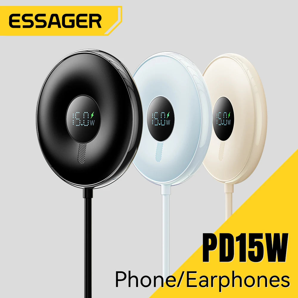 Magnetic Wireless Charger 15W with Digital Display - MagSafe Compatible Tidesmit