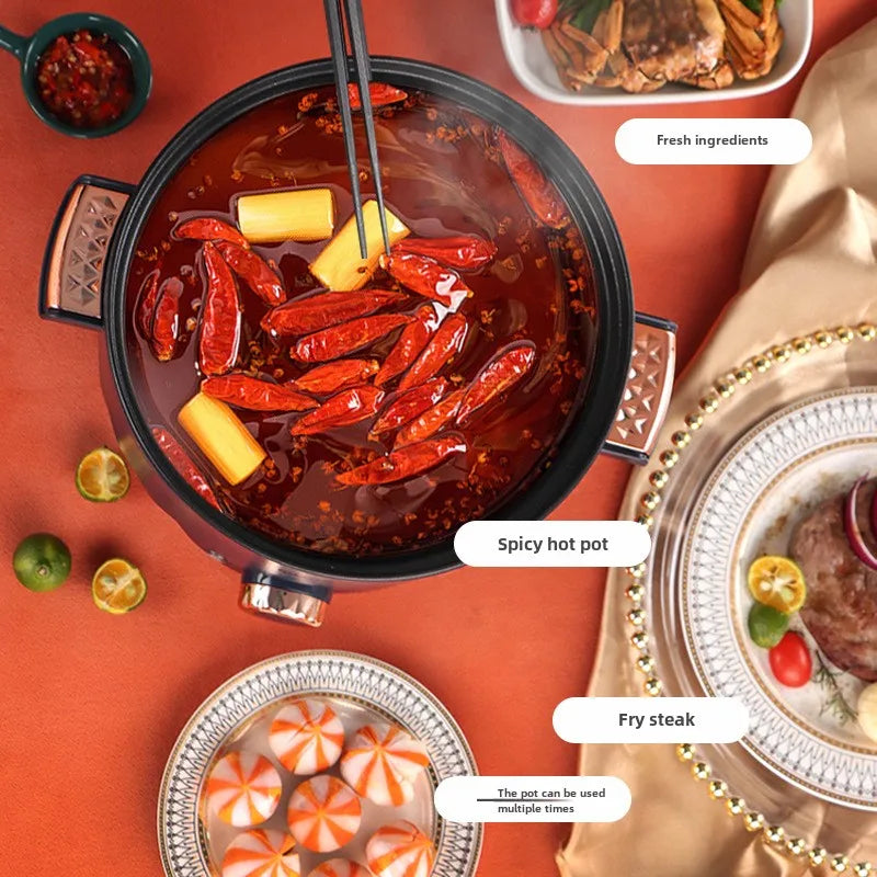 Non-stick electric hot pot multi cooker cooking pot with spicy hot pot ingredients