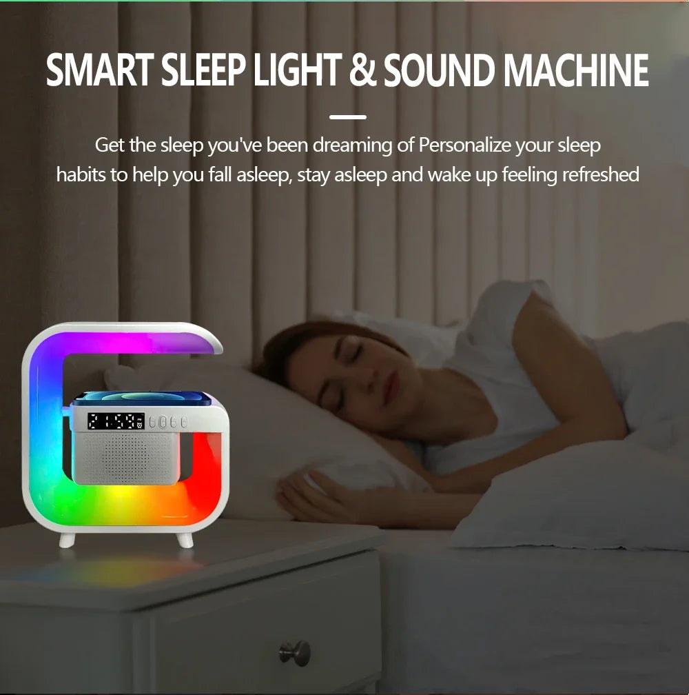 Wireless Charger Stand with Bluetooth Speaker and RGB Light - G3 Black Tidesmit