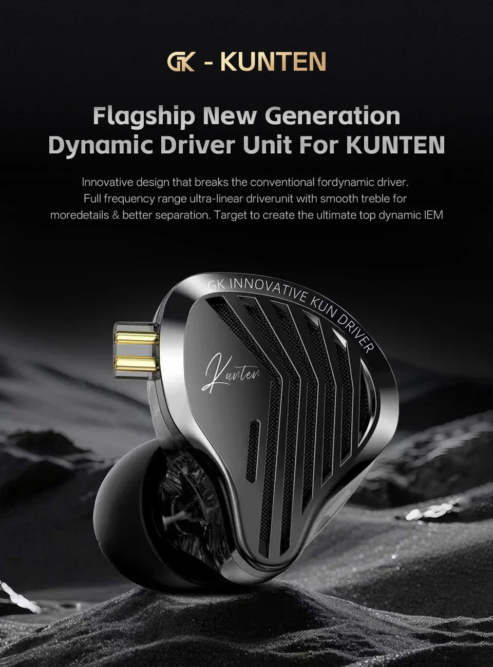 GK KUNTEN Dynamic Drive Headphones HIFI Heavy Bass Earbuds Sports Metal Headphones Detachable Headphones 2PIN KZ Zenith EDX Tidesmit