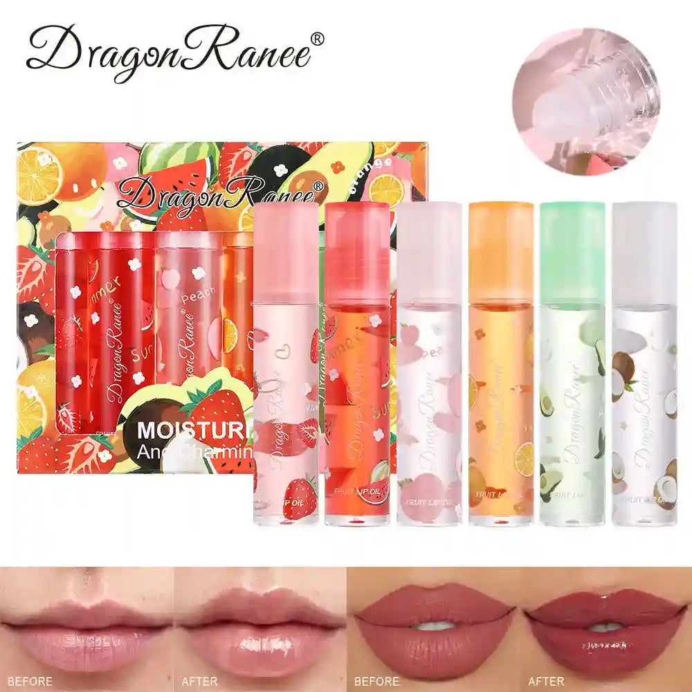 Strawberry Lip Gloss Set - 6 Pack Moisturizing Lip Treatment Oil Lip Care 1 SET Tidesmit