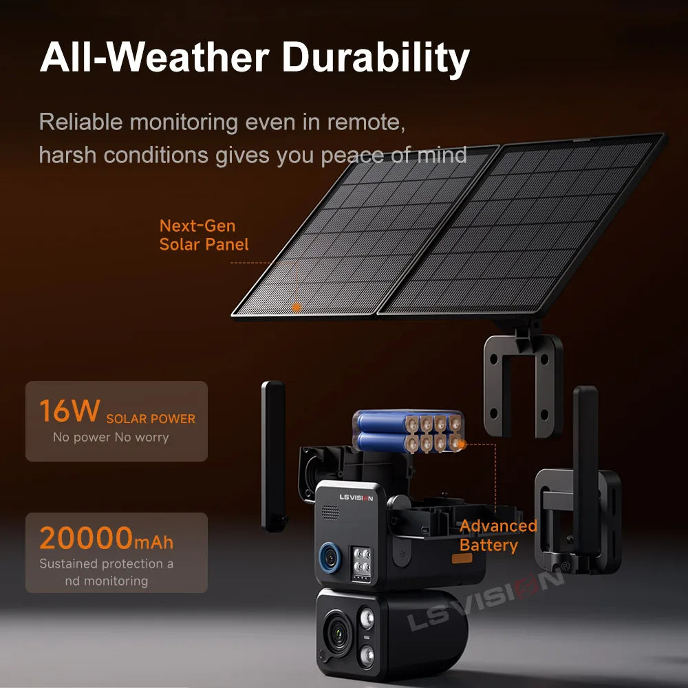 LS VISION 20XZoom 2in1 4G and Wifi AOV Solar Camera 8MP 24/7 Recording Outdoor Surveillance Camera AI Humanoid/Car/Pet Detection