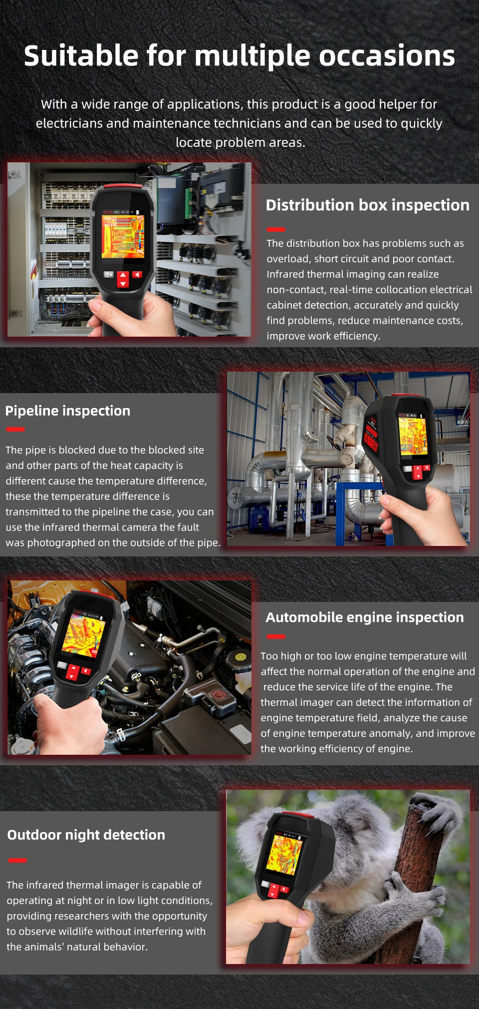 BSIDE Handheld Thermal Imaging Camera Industrial HX3 -20-550C HD Resolution PCB Pipe Inspection Fire Safety Thermal Imager