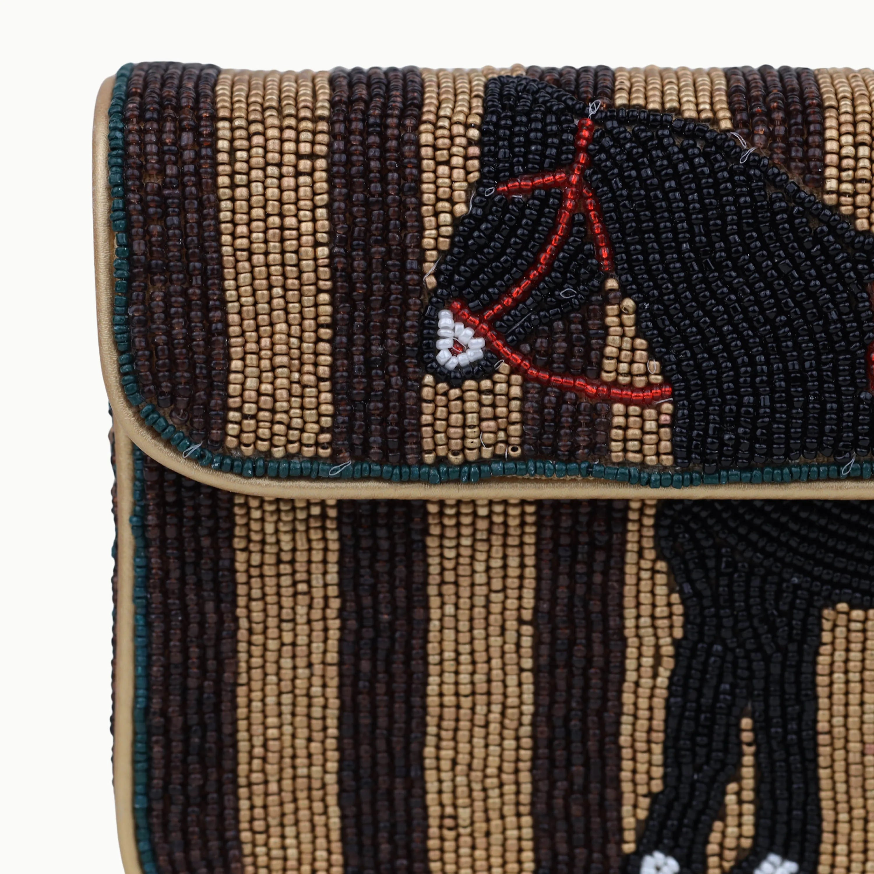 Beaded Bohemian Flap Shoulder Bag With Animal Horse Pattern Single Strap Women Fashion Handbag Daily Use