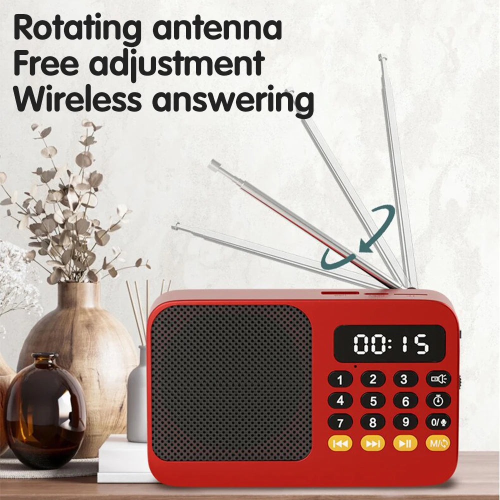 Bluetooth 5.0 FM Radio Portable Speaker with LED Light Support Recording TF Card USB Play Wireless Speaker Radio FM Receiver