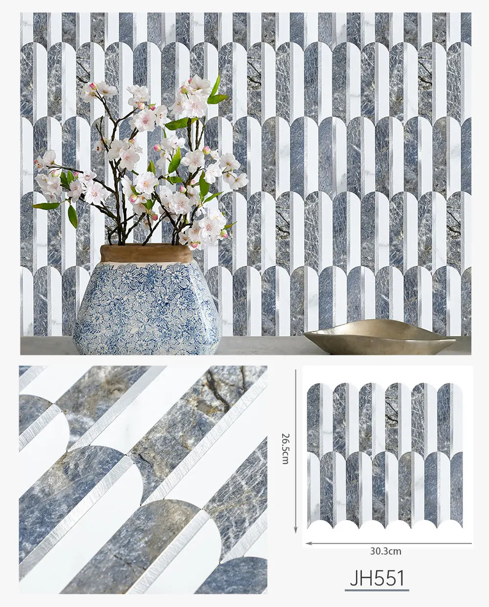 Peel and Stick Backsplash Feather Tile, Self Adhesive PVC Mix Metal Stick on Backsplash Wall Tile for Kitchen,Bathroom