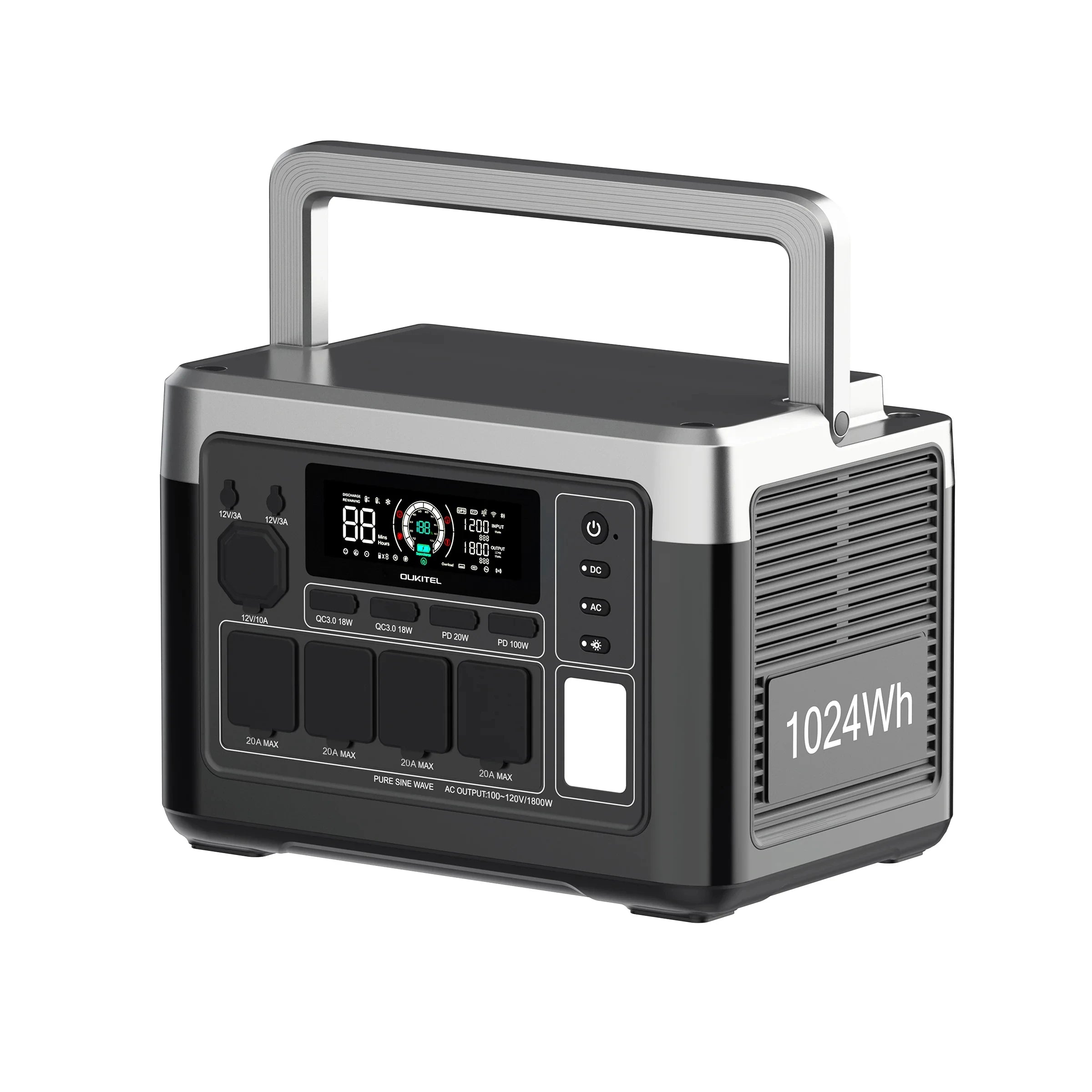 OUKITEL P1000 PLUS Portable Power Station 1800W 1024Wh Solar Generator with LiFePO4 Battery Fast Charging Smart App Control