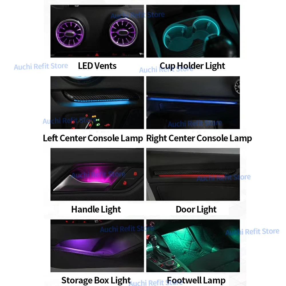 Ambient LED Interior Kit for Audi A3 S3 RS3 - 30-Color Custom Lighting Tidesmit