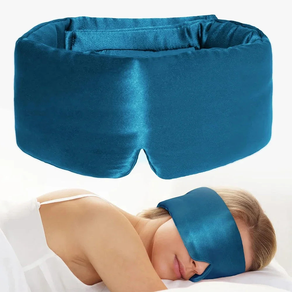 100% Mulberry Silk Sleep Mask Eye Mask for Women Man with Adjustable Band, for Side Sleeper Blackout Sleep Mask for Travel Rest