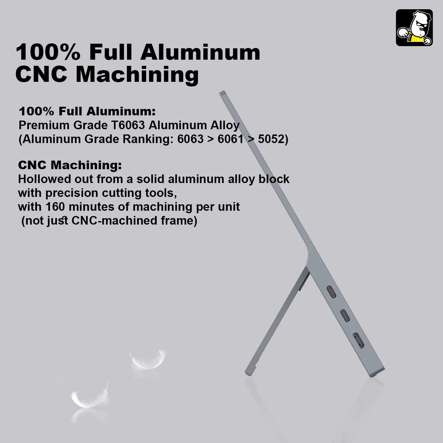 KUNGFUGO A14S Portable Monitor 14" 3K Fully Laminated CNC Aluminum Alloy  Single-Cable Expansion Screen
