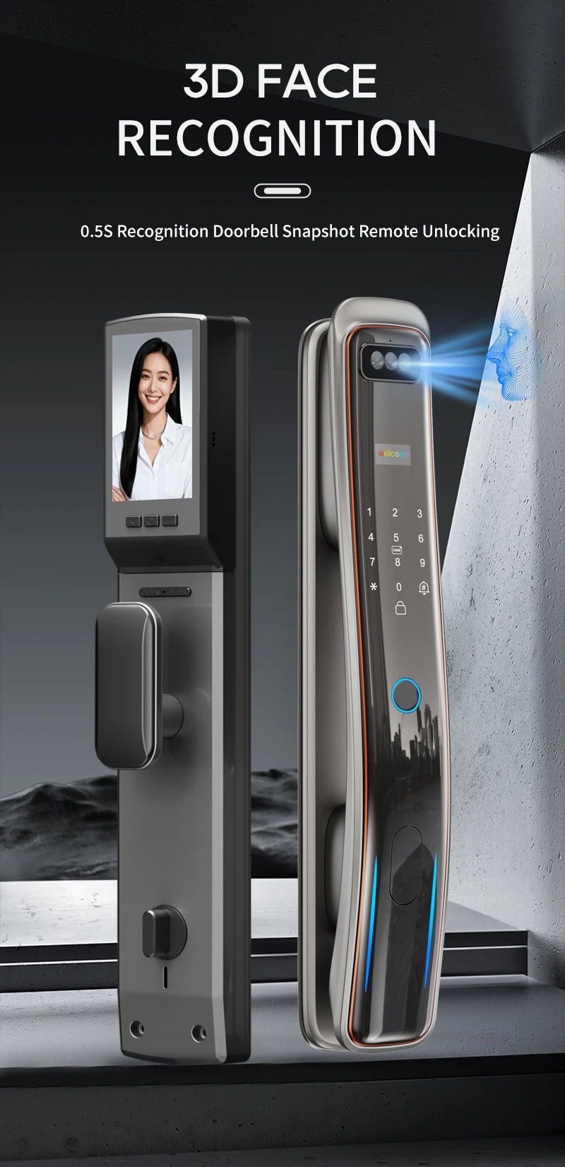 Wifi Wishome APP Face Recognition Smart Door Lock With Camera   Digital Door Lock Automatic Door Lock