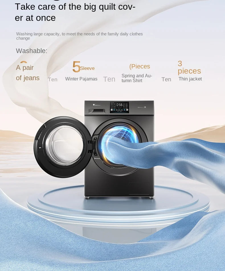 Tidesmit 10kg front-load washing machine with intelligent frequency conversion and sleek electric plastic design