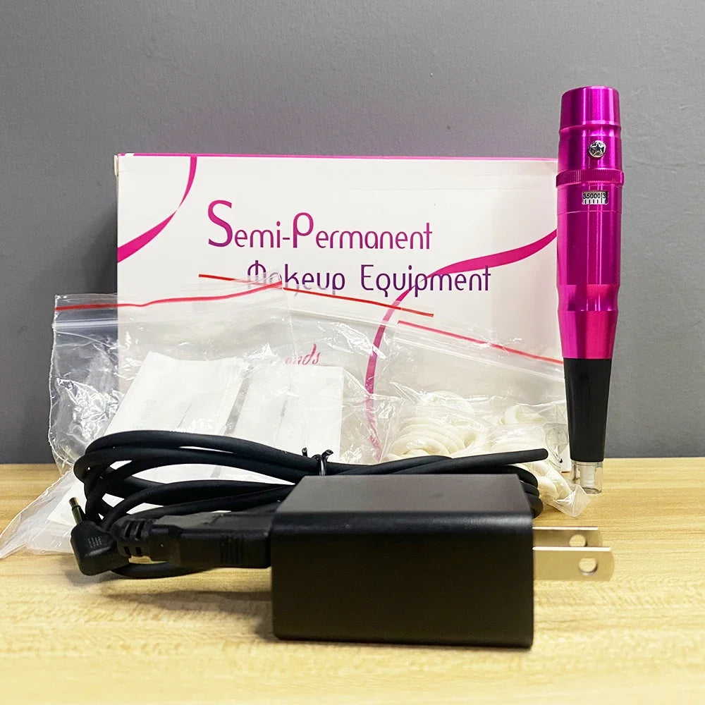 PMU Machine: Swiss Motor Rotary Tattoo Pen Kit for Precise Microblading Permanent Makeup Machines Pink Tidesmit