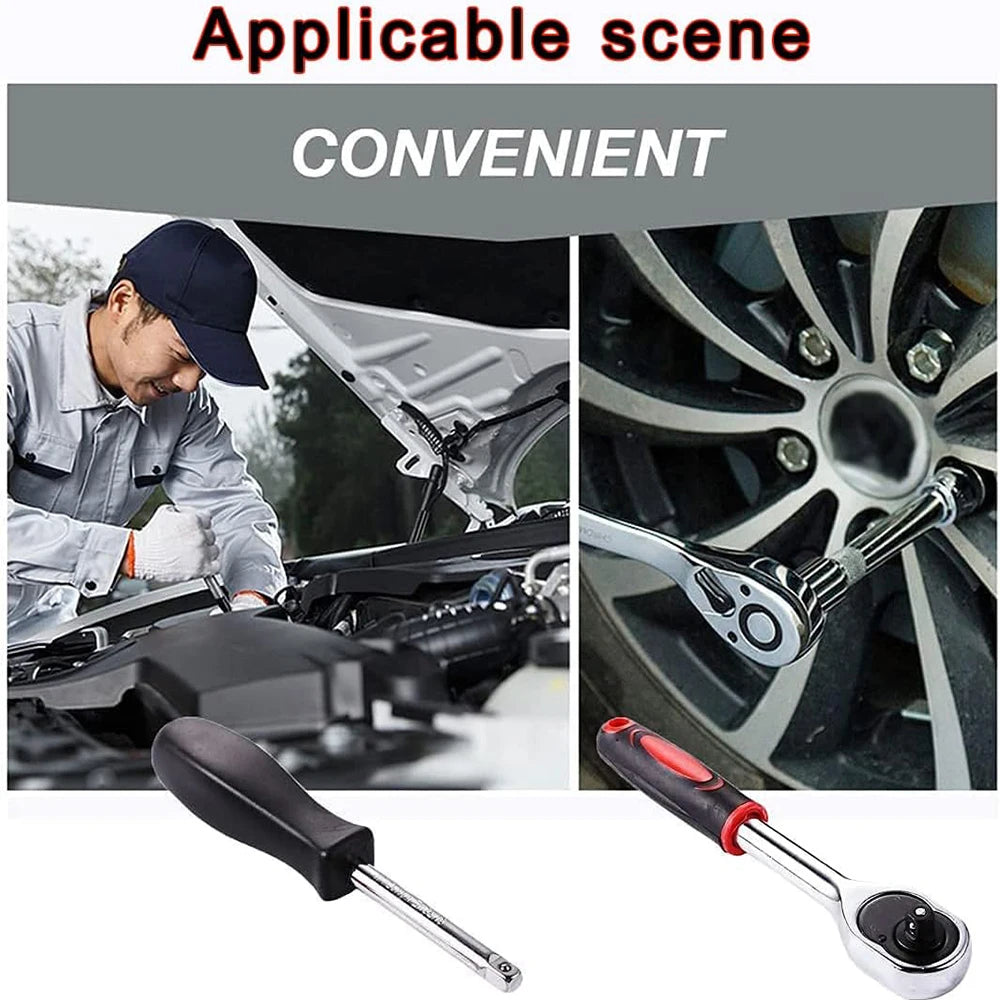 172Pcs Ratchet Socket Wrench Set, 1/4 3/8 1/2 Drive Combo Tool Kit, Chrome Vanadium Steel Auto Repair Hand Tools with Screwdriver Bits, TPR Ergonomic Handle, Sturdy Storage Case, for Car Motorcycle Bicycle Maintenance, Heavy