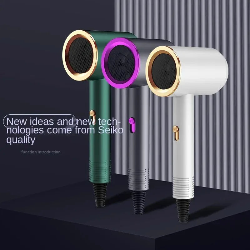 2000W salon professional ionic hair dryer in green, grey, and white with modern design and gold accents.