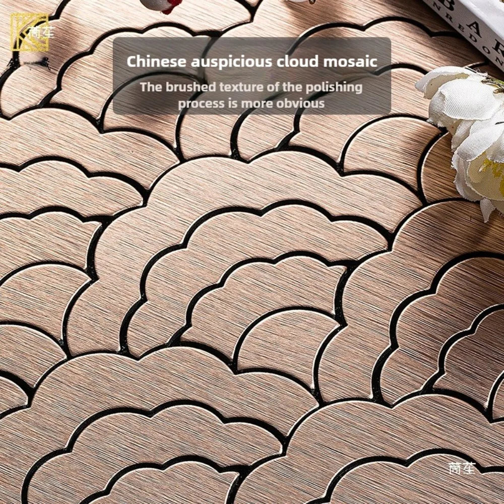 268x275mm Self-Adhesive Aluminum-Plastic Mosaic Wall Sticker Auspicious Cloud for Living Room Kitchen Bathroom DIY Waterproof