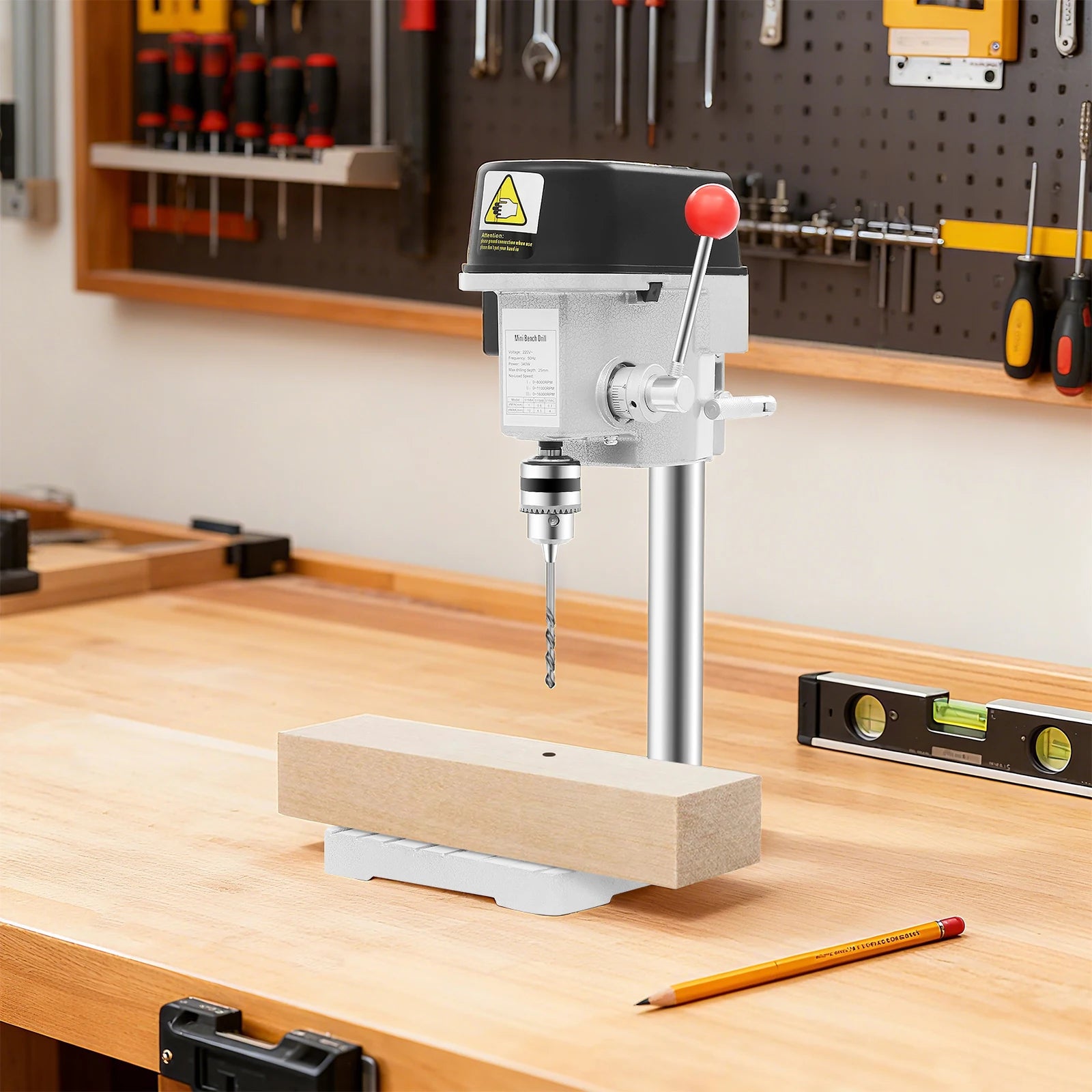 340W Portable Bench Drill Machine Mini Table Drilling Tool Electric Bench Drill Press 220V for DIY Iron Wood Plastic Board