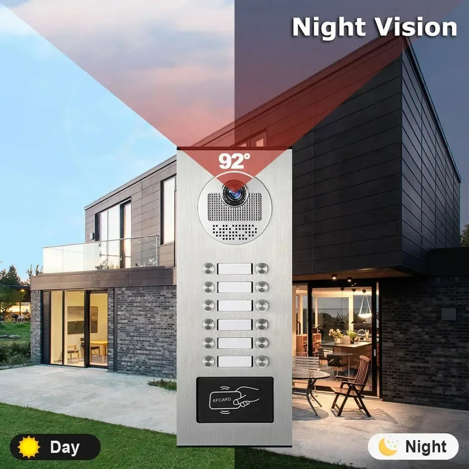 ANJIELO 7 Inch 1080P Tuya WiFi Video Door Phone 2‑4 Units Multi Apartment Intercom Remote Unlock Home Security Video Doorbell